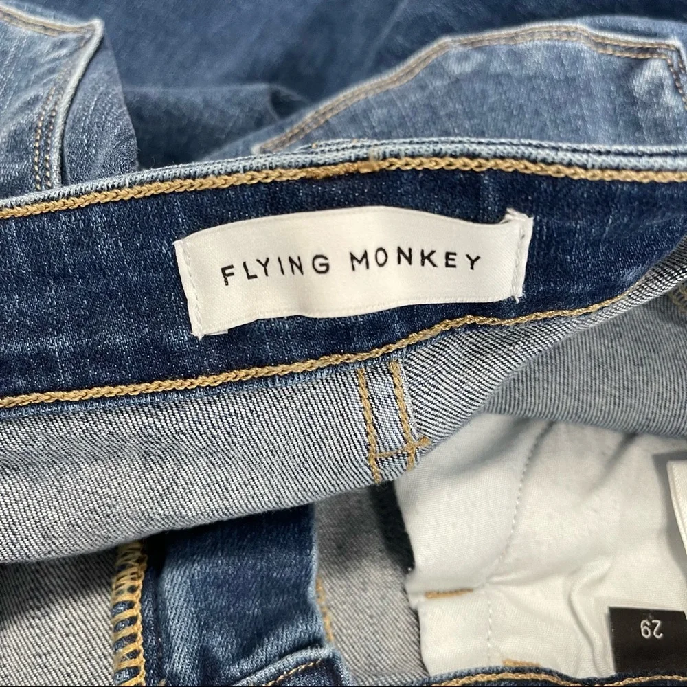 Flying Monkey High Rise Side Slit Released Hem Flare Jeans Deep Love Size 29 - Picture 12 of 13